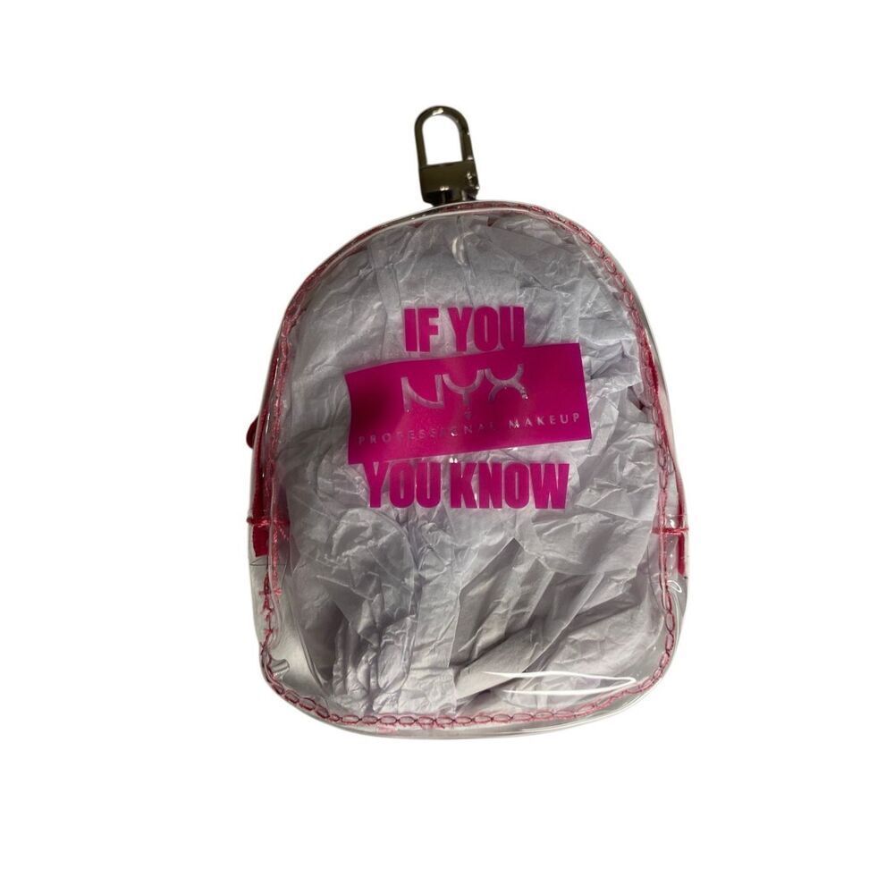 NYX Mini Backpack Keychain Clear Pink Makeup Bag Small Travel Pouch Cosmetics